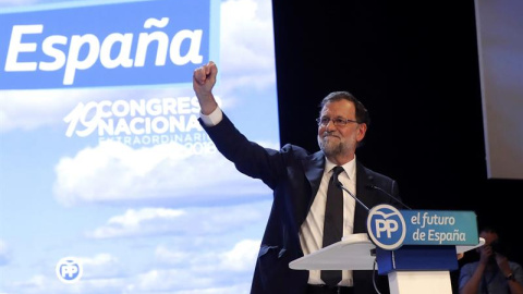 Mariano Rajoy, durante su intervención en la celebración del Congreso Nacional del Partido Popular. - EFE