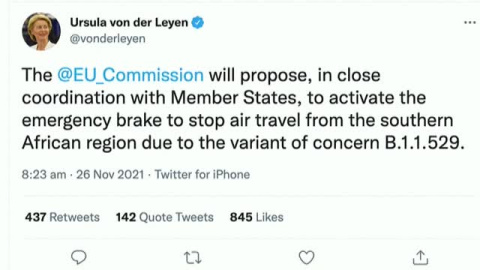 Bruselas pide restricciones aéreas para frenar la nueva variante del Covid