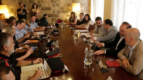 Junta local de seguretat de Girona amb el conseller d'Interior i el delegat del govern espanyol a Catalunya