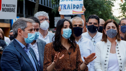 11/06/2021. Imagen de archivo de la presidenta de Ciudadanos, Inés Arrimadas, en una concentración contra los indultos, este viernes en Barcelona. - EFE