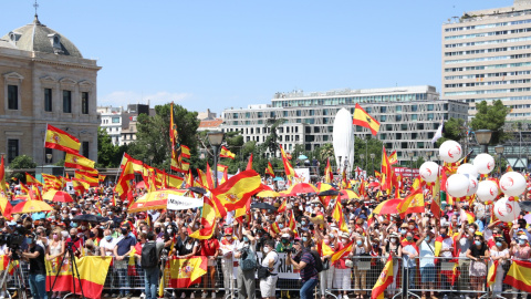 La plaça Colón durant la manifestació contra els indults, el 13 de juny de 2021.