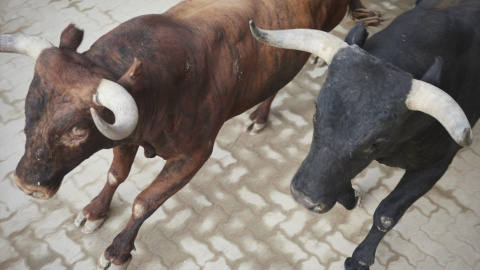 14/7/22 Toros durante el último encierro de las Fiestas de San Fermín, donde la tauromaquia también está muy presente, a 14 de julio de 2022