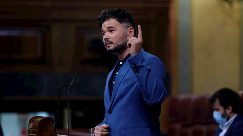 30/06/2021.- El portavoz de ERC en el congreso, Gabriel Rufián, interviene este miércoles en el Pleno del Congreso en el que el presidente del Gobierno, Pedro Sánchez, comparece para explicar los indultos a los líderes independentistas e informar de l