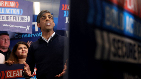 El primer ministro británico y líder del Partido Conservador, Rishi Sunak, en Hampshire, a 3 de julio de 2024.