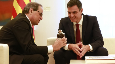 Quim Torra y Pedro Sánchez, durante su encuentro en La Moncloa. Madrid, lunes 9 de julio de 2018.   JOSE MARIA CUADRADO JIMENEZ (WEB DE LA MONCLOA)