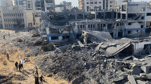 14/07/2024 Un edificio de la UNRWA derruido tras los ataques israelíes en la Franja de Gaza.