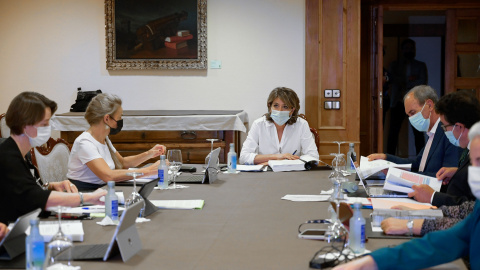 La fiscal general del Estado, Dolores Delgado, preside la reunión del Pleno del Consejo Fiscal en el pazo de Mariñán.