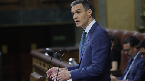 El presidente del Gobierno, Pedro Sánchez, interviene en el Congreso para presentar el plan de calidad democrática que incluirá la limitación de la financiación pública de los medios de comunicación, a 17 de julio de 2024..