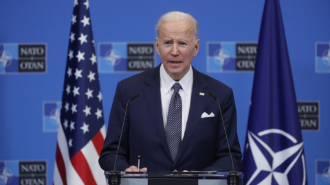 El presidente de los EEUU, Joe Biden, este jueves 24 de marzo de 2022 en una rueda de prensa en Bruselas.