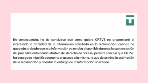 18/07/2024 Fragmento de la resolución del Consejo de Transparencia a la reclamación de 'Público'.