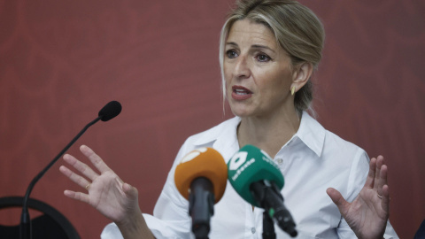 a líder de Sumar y vicepresidenta segunda del Gobierno, Yolanda Díaz, inaugura el curso 'Una legislatura social y de cambio: la democracia en la empresa', organizado por Sumar y la Universidad Complutense de Madrid (UCM)