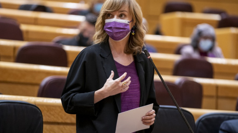 29/03/2022. La ministra de Educación y Formación Profesional, Pilar Alegría, interviene en una sesión de control al Gobierno en el Senado, a 08/03/2022.