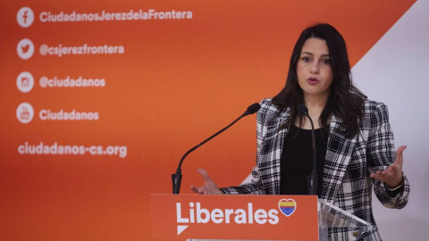 La presidenta nacional de Ciudadanos, Inés Arrimadas, durante una rueda de prensa el miércoles 29 de diciembre.