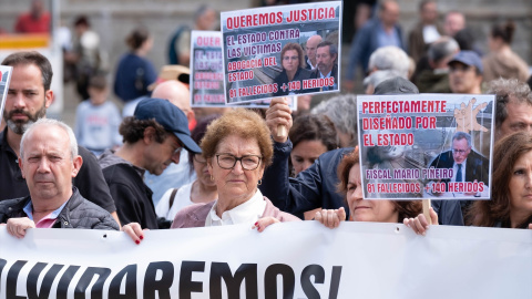 Imagen de archivo de una manifestación de las víctimas del accidente de Angrois.