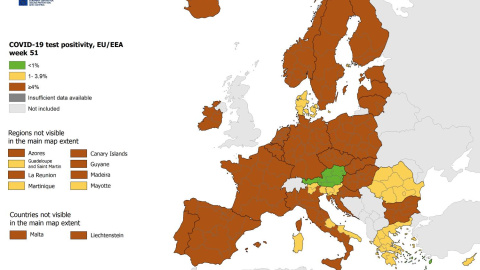 Toda Europa termina el año en riesgo elevado por coronavirus