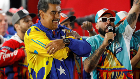 Nicolás Maduro celebra el resultado de las elecciones venezolanas, en Caracas, a 29 de julio de 2024.