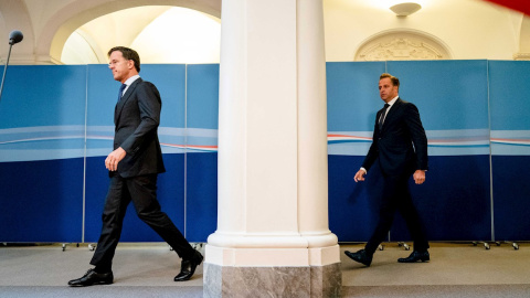 El primer ministro holandés en funciones, Mark Rutte, en una rueda de prensa el lunes 19 de julio de 2021.