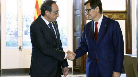 Josep Rull i Salvador Illa, en la ronda de consultes