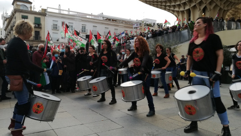 Manifestación en Sevilla contra el apoyo del Gobierno a la autonomía que promueve Marruecos. — S.F.R.