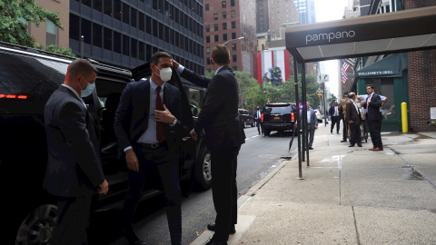 El presidente del Gobierno, Pedro Sánchez (2-i), visita Nueva York, como parte de su gira por Estados Unidos, este 21 de julio de 2021.