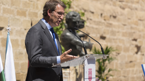 Imagen de archivo del presidente de la Xunta de Galicia, Alberto Núñez Feijóo, durante la firma de la Declaración de Cooperación Institucional en el Camino de Santiago Francés, en Logroño. - EUROPA PRESS