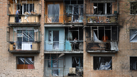 14/08/2024 Edificio destrozado en Kursk, Rusia. Foto de archivo.