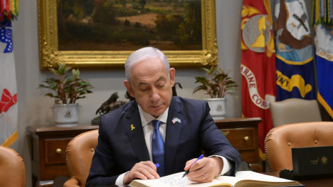 Imagen de archivo del presidente israelí, Benjamin Netanyahu, durante una reunión en la Casa Blanca.