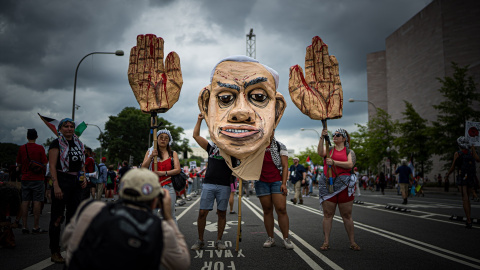 Manifestantes en Washington contra la visita de Netanyahu, el 24 de julio pasado