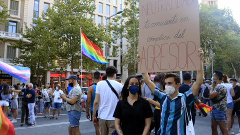 Un momento de la manifestación en Barcelona.