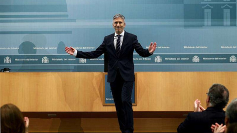 Fernando Grande-Marlaska, durante la ceremonia de traspaso de cartera en el Ministerio del Interior en Madrid. (RODRIGO JIMÉNEZ | EFE)