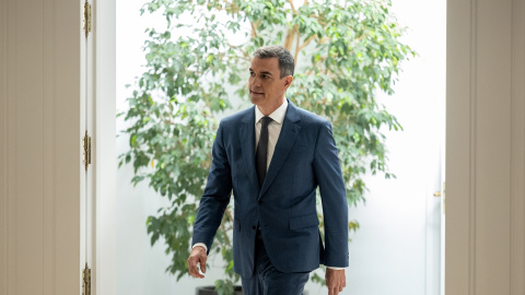 22/08/2024 El presidente del Gobierno, Pedro Sánchez, a su llegada a la Moncloa. Foto de archivo.