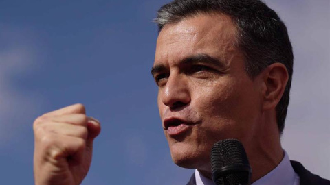 El secretario general del PSOE y presidente del Gobierno en funciones, Pedro Sánchez, durante su intervención en un acto electoral de su partido en Córdoba. (RAFA ALCAIDE | EFE)