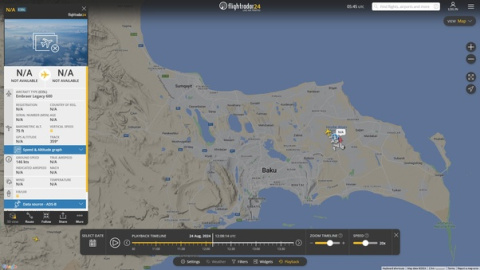 Captura del vuelo de Pavel Durov en FlightRadar.