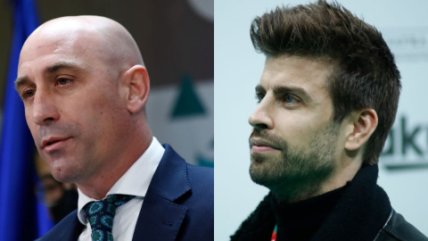 El presidente de la Federación de Fútbol, Luis Rubiales, y el futbolista del FC Barcelona y empresario Gerard Piqué.