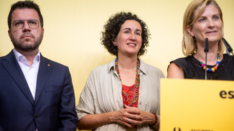 La portavoz de ERC, Raquel Sans, durante una rueda de prensa, en la sede de ERC, a 29 de julio de 2024, en Barcelona, Catalunya (España). Imagen de archivo.