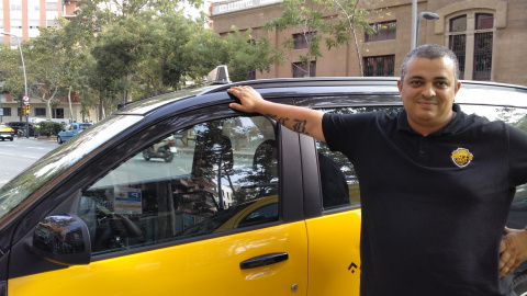 El líder sindical d'Élite Taxi, Alberto 'Tito' Álvarez, a Barcelona. Àngel Ferrero