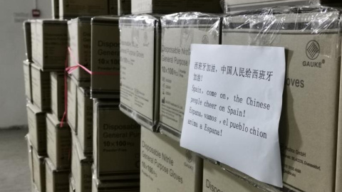 Cargamento de guantes de una fábrica china en abril de 2020 destinado al Ayuntamiento de Madrid