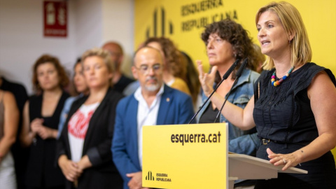 La portaveu d'ERC, Raquel Sans, en una roda de premsa