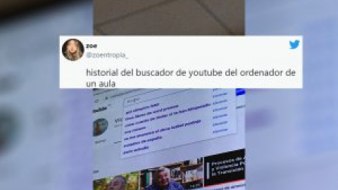 El tuit viral que muestra el disparatado historial de búsqueda en Youtube en el ordenador de una universidad