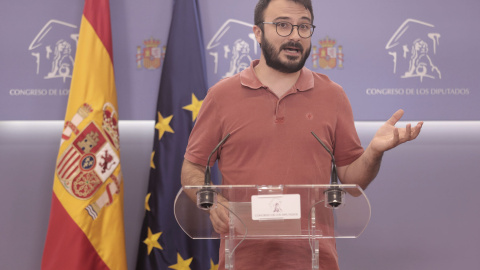 20/07/2021.- Imagen de archivo del diputado de la CUP, Albert Botran, en una rueda de prensa en el Congreso.  E. Parra. / Europa Press