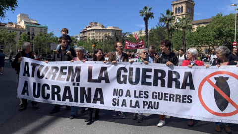 Imatge de la capçalera de la manifestació d'aquest diumenge.