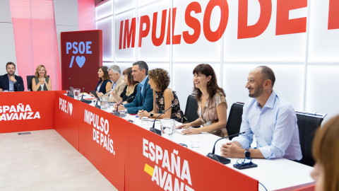 Pedro Sánchez preside la reunión de la Ejecutiva Federal del PSOE este lunes 2 de septiembre en Ferraz.