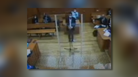 Momento en el que el comisionista Alberto Luceño toma declaración ante el juez Adolfo Carretero.