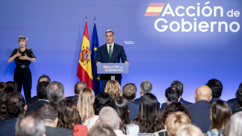 El presidente del Gobierno, Pedro Sánchez, durante el acto de apertura de curso político en el Instituto Cervantes este miércoles.