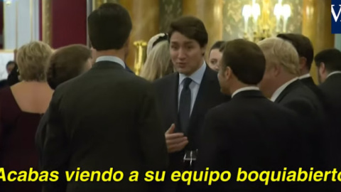 Trudeau, Macron, Johnson y Rutte conversan sobre Trump en el palacio de Buckingham. (YOUTUBE)