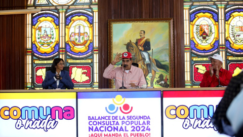 El presidente de Venezuela, Nicolás Maduro, durante el anuncio de los cambios en su Gobierno, en el Palacio de Miraflores, en Caracas.