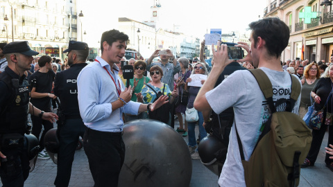 El agitador ultra Vito Quiles durante una concentración en Madrid.