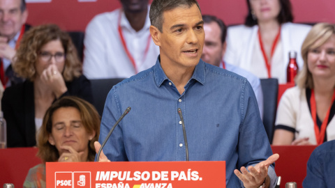 El secretario general socialista socialista y presidente del Gobierno, Pedro Sánchez, durante el Comité Federal del PSOE en Madrid. EFE/ Eva Ercolanese/PSOE