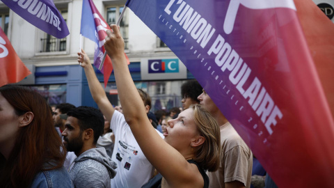 Varios manifestantes en París, a 7 de septiembre de 2024