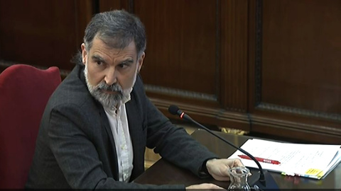 El líder de Òmnium Cultural, Jordi Cuixart, durante una de las sesiones del juicio del 'procés'. / Europa Press-Archivo